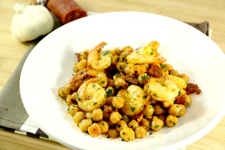 Crevettes piquantes aux pois chiches