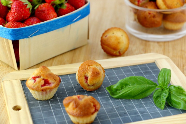 Muffins fraises et basilic