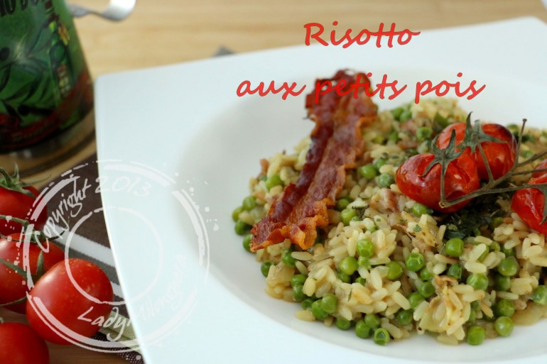 Risotto aux petits pois et sa chips de pancetta