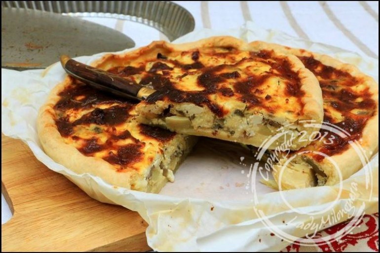 Tarte aux artichauts et champignons