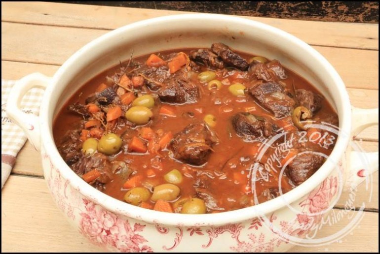 Sauté de joues de boeuf aux olives